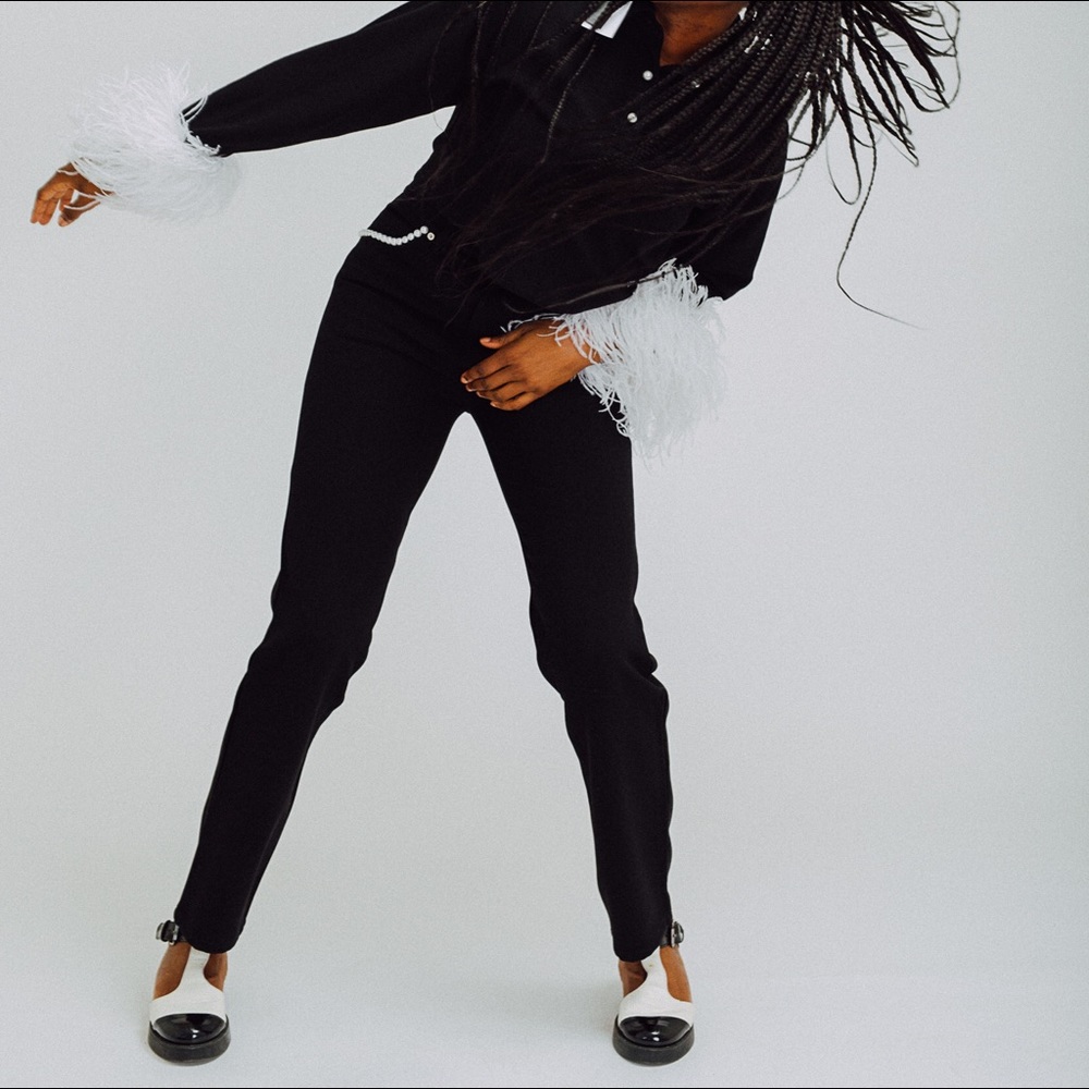 Black Adam Salmen Pearl Trim Pants